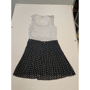 OLSENBOYE Sleeveless WhitBlack Polka Dot DRESS LINED, Size 9 Juniors New No Belt